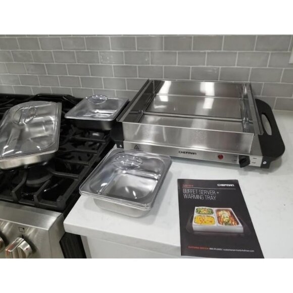 Electric Buffet Server + Warming Tray w/Adjustable Temperature & 3 Chafing Tray - Picture 2 of 2